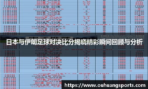 日本与伊朗足球对决比分揭晓精彩瞬间回顾与分析